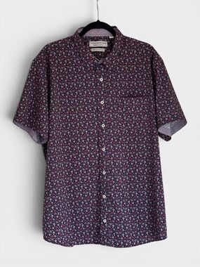 Nick Graham Everywhere Performance Stretch Floral Short Sleeve Button Down Shirt